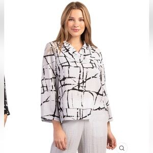 Habitat geometric pattern asymmetric jacket blazer button down